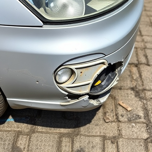 damaged car bumper
