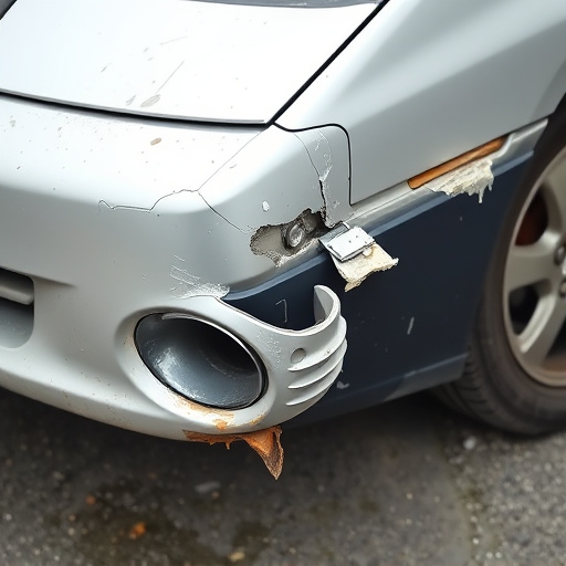 damaged car bumper