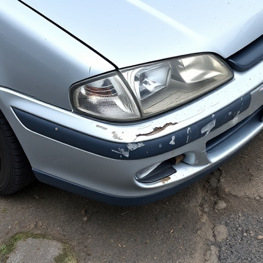 damaged car bumper