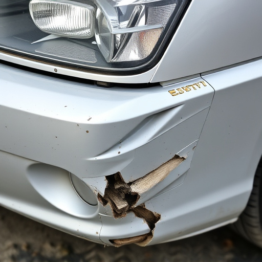 damaged car bumper