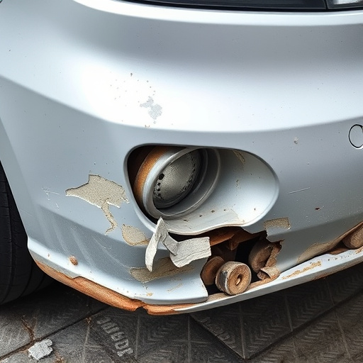 damaged car bumper