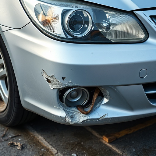 damaged car bumper