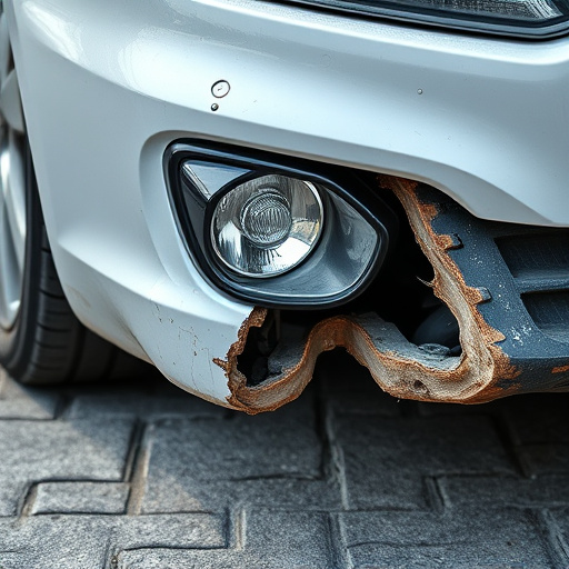 damaged car bumper