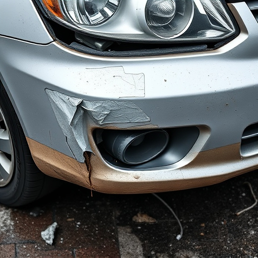 damaged car bumper