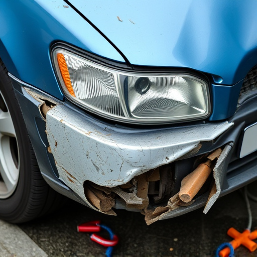 damaged car bumper