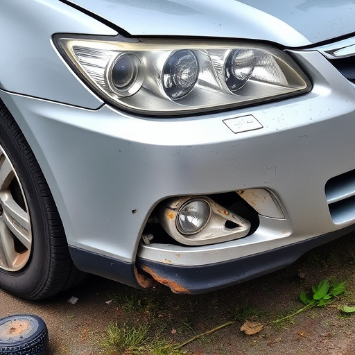 damaged car bumper