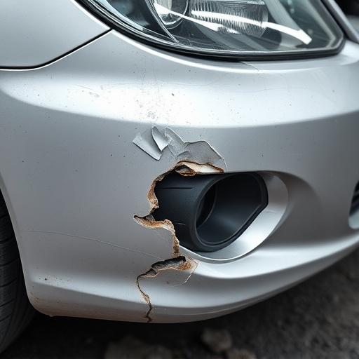 damaged car bumper