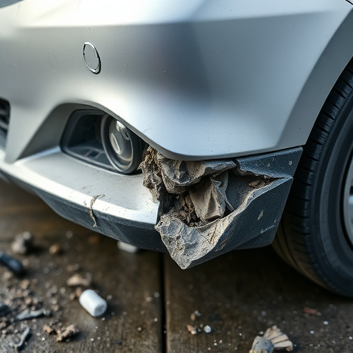 damaged car bumper