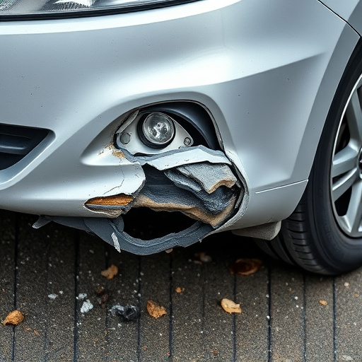 damaged car bumper