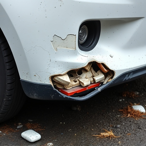 damaged car bumper