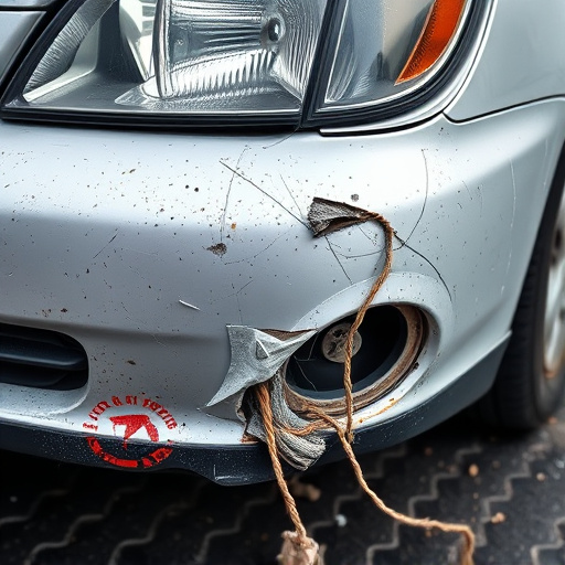 damaged car bumper