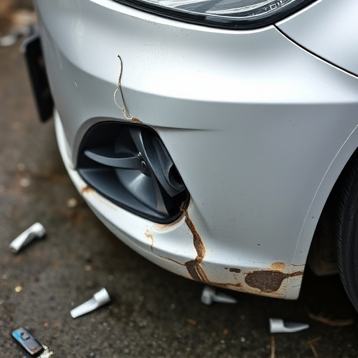 damaged car bumper