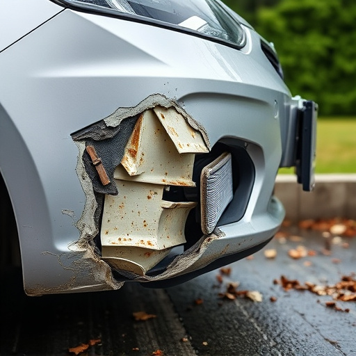 damaged car bumper