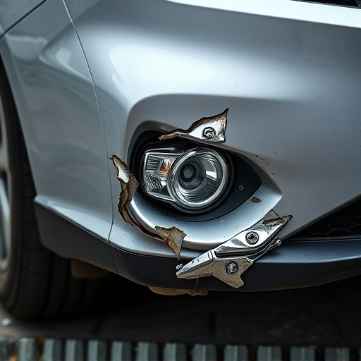 damaged car bumper