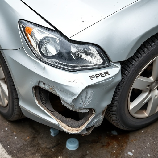 damaged car bumper
