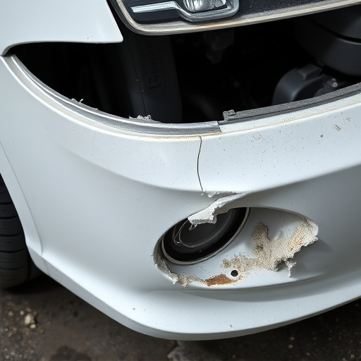 damaged car bumper