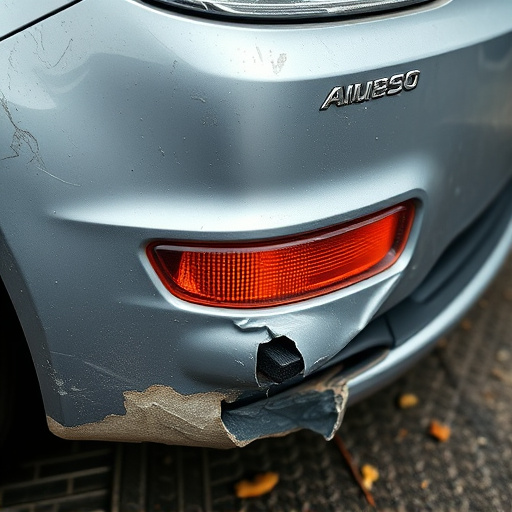 damaged car bumper