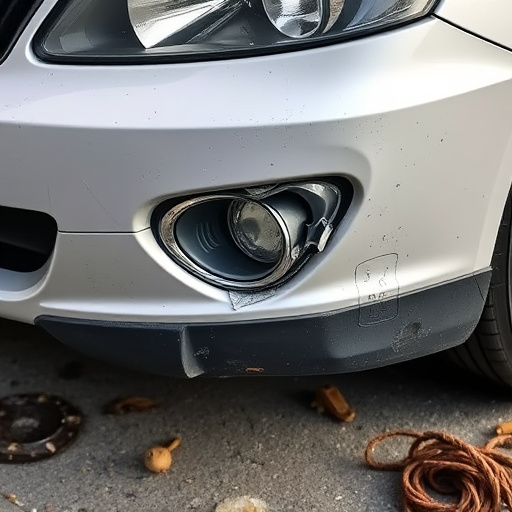 damaged car bumper