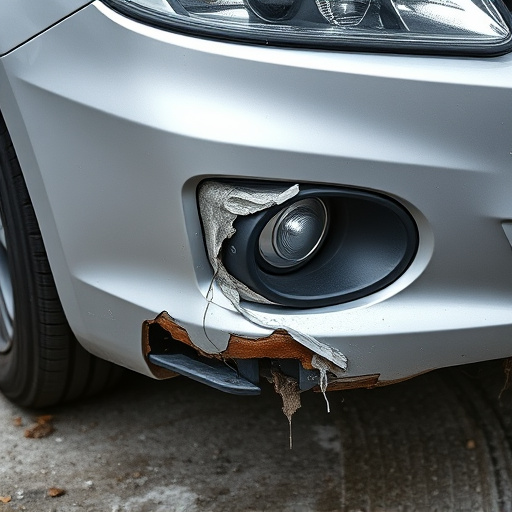 damaged car bumper