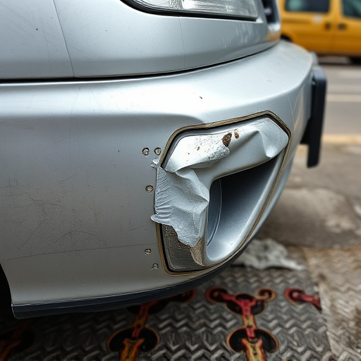 damaged car bumper