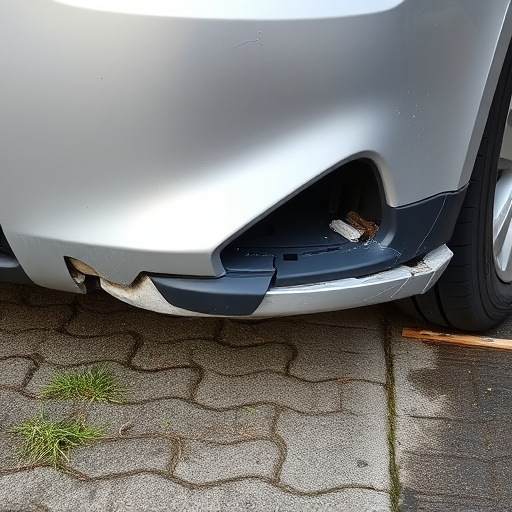damaged car bumper