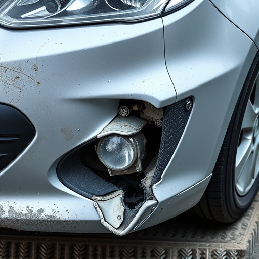 damaged car bumper