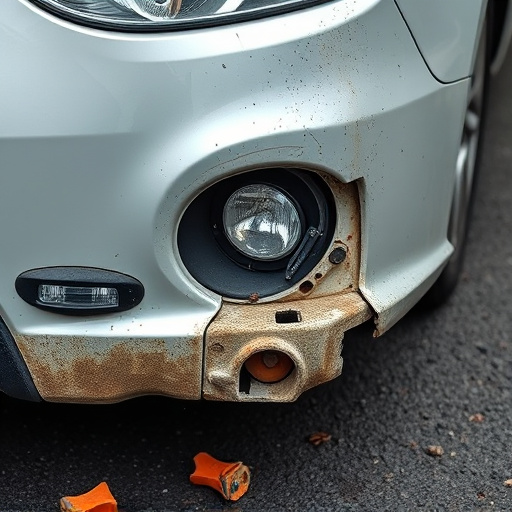 damaged car bumper