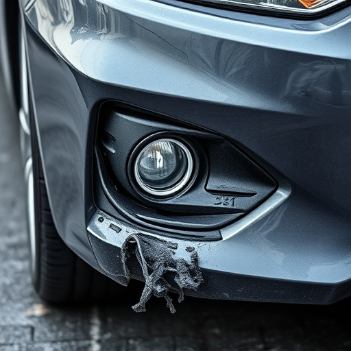 damaged car bumper