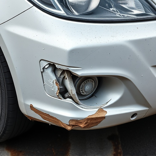damaged car bumper