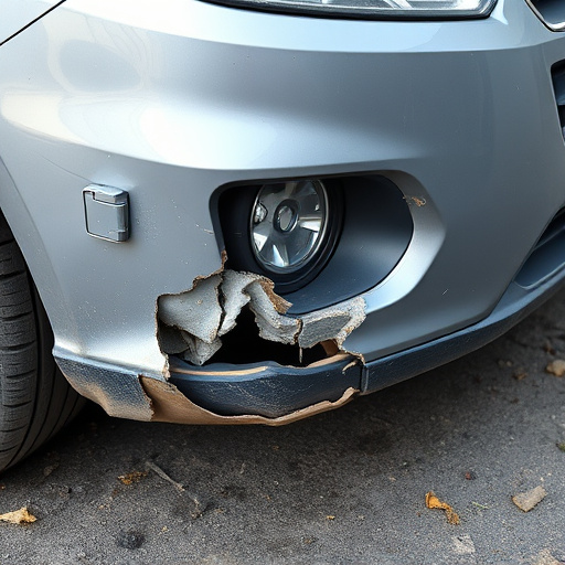 damaged car bumper