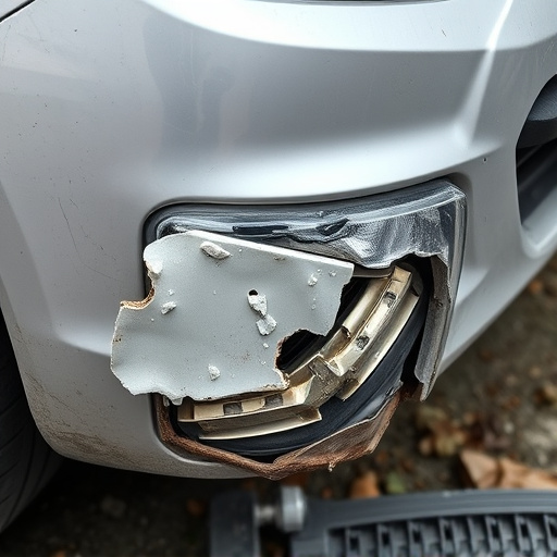 damaged car bumper