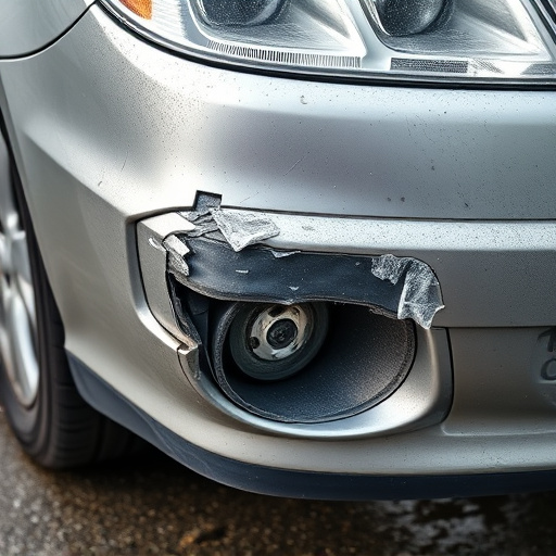 damaged car bumper