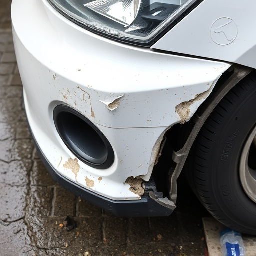 damaged car bumper