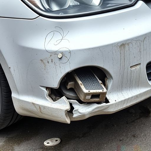 damaged car bumper