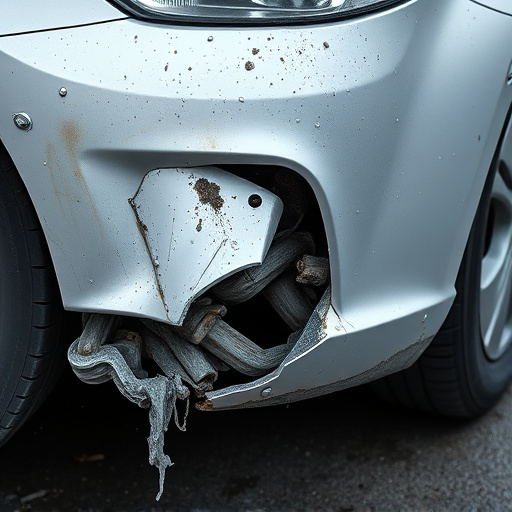 damaged car bumper
