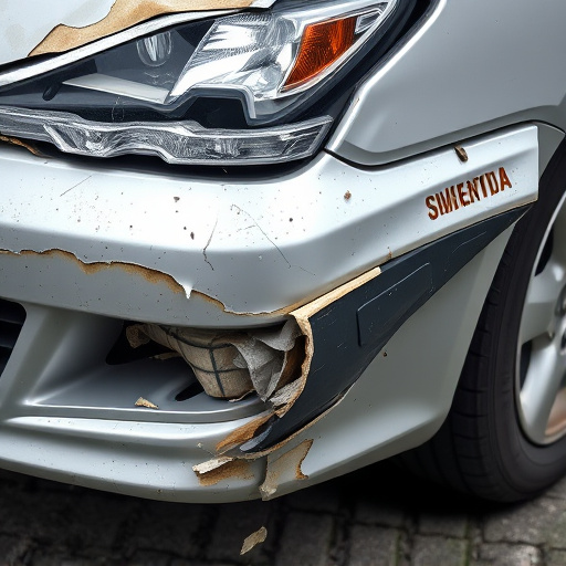 damaged car bumper