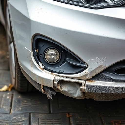 damaged car bumper