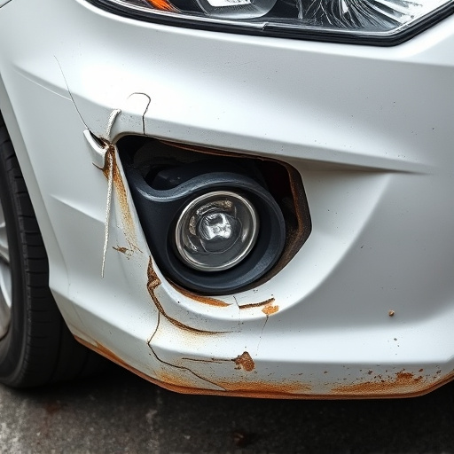 damaged car bumper