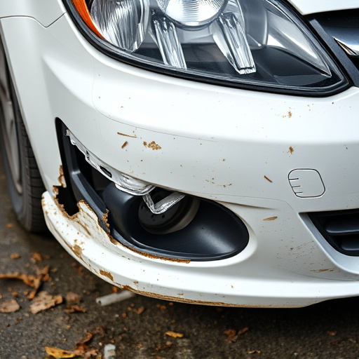 damaged car bumper