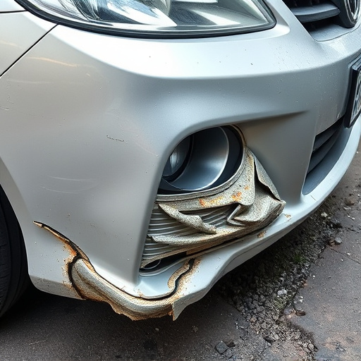 damaged car bumper