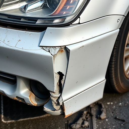 damaged car bumper