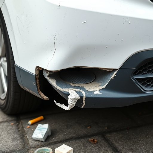 damaged car bumper
