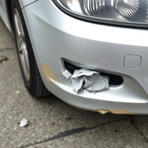 damaged car bumper