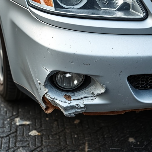 damaged car bumper