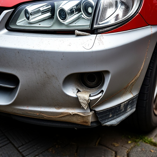 damaged car bumper
