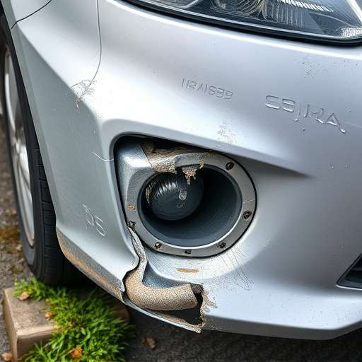 damaged car bumper