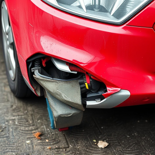 damaged car bumper