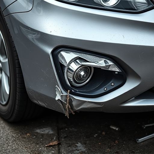 damaged car bumper