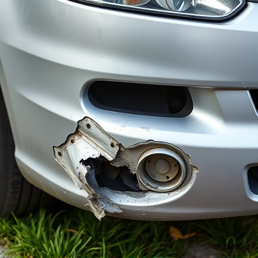 damaged car bumper