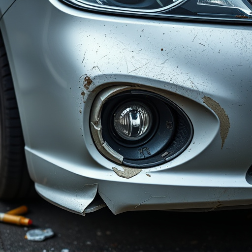 damaged car bumper